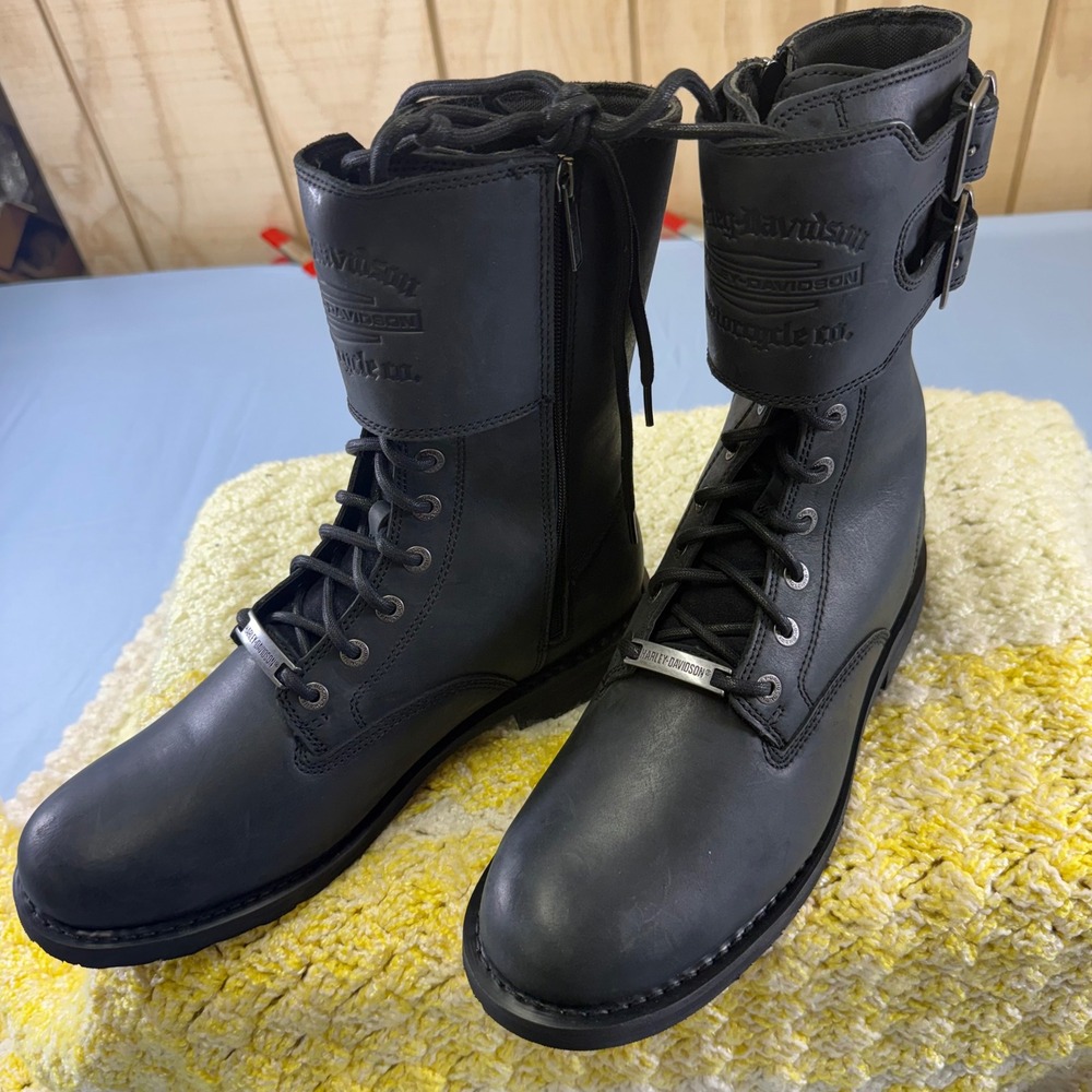 Harley-Davidson Hagerman Mens Black Leather Motorcycle Boots D93873 Size 11.5 M - Picture 5 of 16
